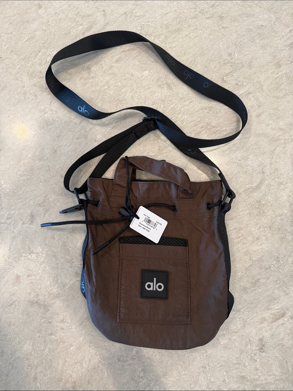 ALO Yoga Brown Men's Sling Belt Bag with Black Strap